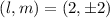 Mathematical equation: $(l,m)=(2,\pm2)$