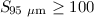 Mathematical equation: $S\!_{95 ~\mu \rm m} \geq 100$
