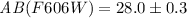 Mathematical equation: ${\it AB}(F606W)=28.0\pm0.3$