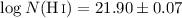Mathematical equation: $\log N({\ion{H}{i}})=21.90\pm0.07$