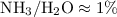 Mathematical equation: $\rm NH_3/H_2O \approx 1\%$