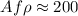 Mathematical equation: $Af\rho \approx200$