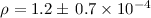 Mathematical equation: $\rho=1.2 \pm\,0.7\times 10^{-4}$