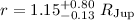 $r=1.15^{+0.80}_{-0.13}~R_{\rm Jup}$
