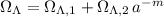 $\Omega_\Lambda=\Omega_{\Lambda,1}+\Omega_{\Lambda,2}\, a^{-m}$