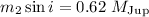 $m_2\sin i=0.62~M_{\rm Jup}$