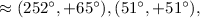 $\approx (252^\circ,+65^\circ), (51^\circ,+51^\circ),$