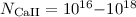 $N_{\rm Ca II}= 10^{16}{-}10^{18}$