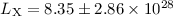 $L_{\rm X} =8.35 \pm 2.86 \times 10^{28}$