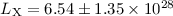 $L_{\rm X} =6.54 \pm 1.35 \times 10 ^{28}$
