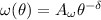 $\omega(\theta) = A_\omega \theta^{-\delta}$