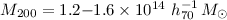 $M_{200} = 1.2{-}1.6\times10^{14}~h_{70}^{-1}\,{M_{\odot}}$