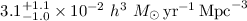 $3.1^{+1.1}_{-1.0} \times 10^{-2}~h^3~{M}_\odot\,{\rm yr}^{-1}\,{\rm Mpc}^{-3 }$