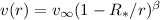$v(r)=v_{\infty} (1-R_{\ast}/r)^{\beta}$