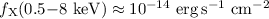 $f_{\rm X}(\rm 0.5{-}8~keV)\approx10^{-14}~erg\,s^{-1}~cm^{-2}$