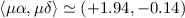 $\langle\mu\alpha,\mu\delta\rangle\simeq(+1.94,-0.14)$