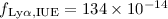 $f_{\rm Ly\alpha,IUE} = 134\times 10^{-14}$