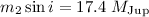 $m_2\sin i=17.4~M_{\rm Jup}$