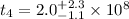 $t_4 = \mbox{$2.0^{+2.3}_{-1.1}\times10^8$}$
