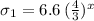 $\sigma_1 = 6.6 \, (\frac43)^x$