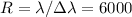 $R = \lambda/\Delta\lambda = 6000$