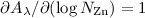 $\partial A_\lambda / \partial (\log N_\mathrm{Zn}) =1$