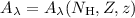 $A_\lambda=A_\lambda(N_\mathrm{H},Z,z)$