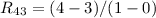 $R_{43}=(4-3)/(1-0)$