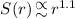 $S(r) \lower 3pt \hbox{$\, \buildrel {\textstyle \propto}\over {\textstyle \sim}\,$}r^{1.1}$