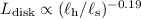 $L_{\rm disk} \propto (\ell_{\rm h}/\ell_{\rm s})^{-0.19}$
