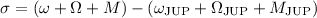 $\sigma=(\omega+\Omega+M)-(\omega_{\mathrm{JUP}}+\Omega_{\mathrm{JUP}}+M_{\mathrm{JUP}})$