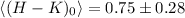 $\langle (H-K)_{0}\rangle=0.75\pm0.28$