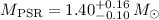 $M_{\rm PSR}=1.40^{+0.16}_{-0.10}\,M_\odot$