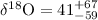 $\delta^{18}{\rm O} = 41^{+67}_{-59}$