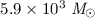 Mathematical equation: $5.9 \times 10^3 \; \textit{M}_{\odot}$