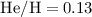 Mathematical equation: $\rm {\rm He/H} =0.13$