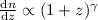 Mathematical equation: $\frac{{\rm d}n}{{\rm d}z} \propto (1+z)^{\gamma}$