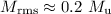 Mathematical equation: $M_{{\rm rms}} \approx 0.2~M_{{\rm u}}$