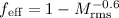Mathematical equation: $f_{{\rm eff}}= 1 - M_{{\rm rms}}^{-0.6}$