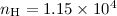 Mathematical equation: $n\sb{\rm{H}}=1.15\times10\sp 4$