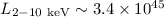 Mathematical equation: $L_{2{-}10~{\rm keV}}\sim3.4\times10^{45}$