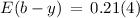 Mathematical equation: $E(b-y)\,=\,0.21(4)$