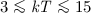 Mathematical equation: $3 \la {\it kT} \la 15$