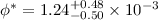 Mathematical equation: $\phi^*=1.24^{+0.48}_{-0.50}\times10^{-3}$