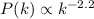 Mathematical equation: $P(k) \propto k^{ -2.2}$