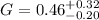 Mathematical equation: $G=0.46^{\rm +0.32}_{\rm-0.20}$