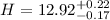 Mathematical equation: $H=12.92^{\rm +0.22}_{\rm -0.17}$