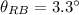Mathematical equation: $\theta_{RB}=3.3^{\circ}$