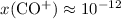 Mathematical equation: $x({\rm CO^+}) \approx 10^{-12}$