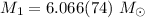 Mathematical equation: $M_1 = 6.066(74)~M_\odot$
